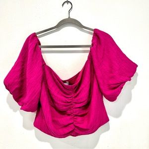 Lucy Paris Gathered Naomi Top‎ in Fuchsia Size XL